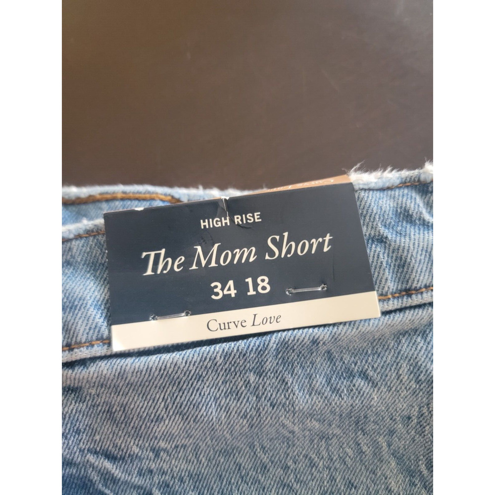 NWT Abercrombie Fitch Mom Shorts High Rise Womens 34/18 Raw Hem Denim - Picture 7 of 10